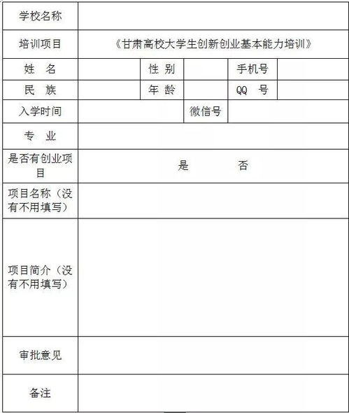 報(bào)名表,訓(xùn)練營(yíng),創(chuàng)新,創(chuàng)業(yè)