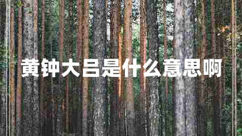 黃鐘大呂是什么意思啊