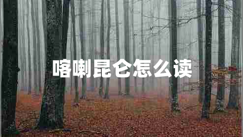 喀喇昆侖怎么讀