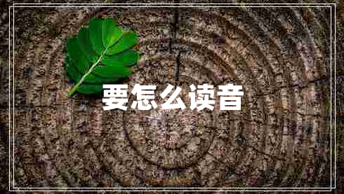 要怎么讀音 要怎么讀音