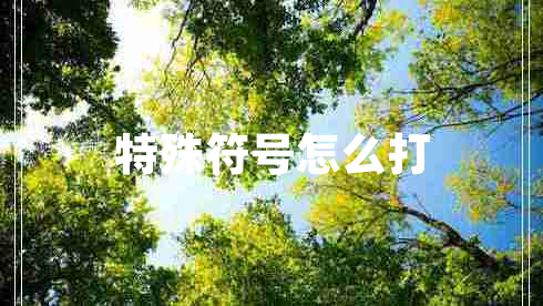 特殊符號怎么打