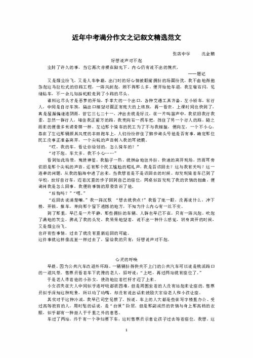 中考滿分校園記敘類作文600字